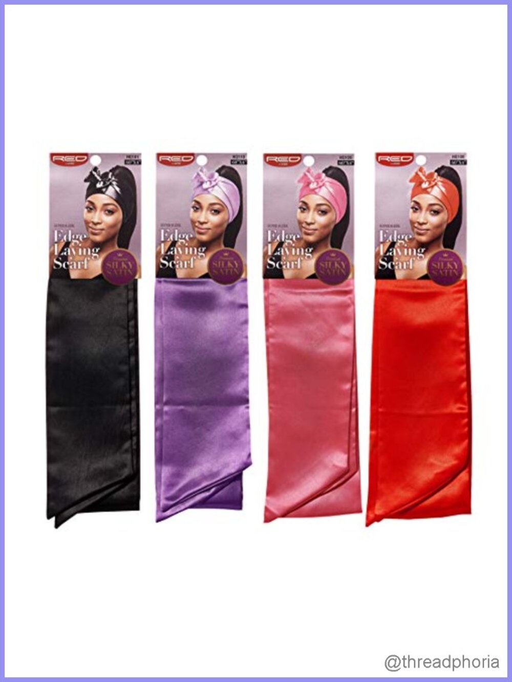 Silky Satin Edge Laying Scarf Wrap for Hair 60" x 4" 4 Pack